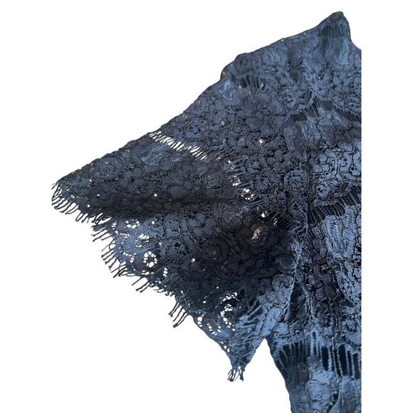Lulus Take Me To Brunch Navy Blue Lace Shift Dress, Large, Mini, Short Sleeve - Picture 4 of 10
